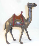 Antique Painted Cast Iron Still Penny Bank Large Camel Reddish-Brown Gold Saddle