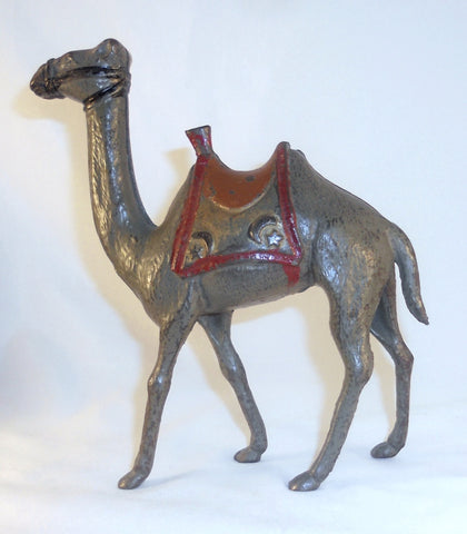 Antique Painted Cast Iron Still Penny Bank Large Gray Colored Camel AC Williams