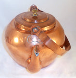 Old Copper Teapot or Kettle Stepped Lid with Central Finial and Gooseneck Spout