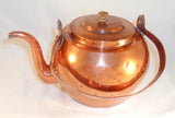 Old Copper Teapot or Kettle Stepped Lid with Central Finial and Gooseneck Spout