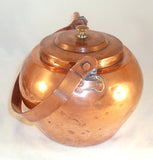 Old Copper Teapot or Kettle Stepped Lid with Central Finial and Gooseneck Spout