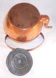 Old Copper Teapot or Kettle Stepped Lid with Central Finial and Gooseneck Spout