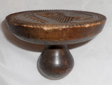 Antique Deep Carved Single Piece Wood Butter Print Vigilant Cow Knob Handle