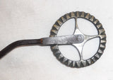 Antique Kitchen Tool Primitive Pie or Pastry Crimper/Cutter Brass Wheel Wrought Iron and Wood Handle