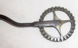 Antique Kitchen Tool Primitive Pie or Pastry Crimper/Cutter Brass Wheel Wrought Iron and Wood Handle