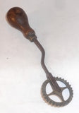Antique Kitchen Tool Primitive Pie or Pastry Crimper/Cutter Brass Wheel Wrought Iron and Wood Handle