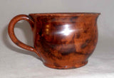 Old Lead Glazed Redware Cup Manganese Sponging Baluster Profile & Applied Handle