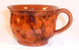 Old Lead Glazed Redware Cup Manganese Sponging Baluster Profile & Applied Handle