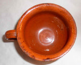 Old Lead Glazed Redware Cup Manganese Sponging Baluster Profile & Applied Handle