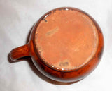 Old Lead Glazed Redware Cup Manganese Sponging Baluster Profile & Applied Handle