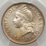 1963 Silver Coin 25 Centavos Dominican Republic 100th Anniversary Restoration