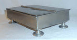 Antique Lidded Pewter Footed Desk Organizer Box Multiple Compartments W/ Inkwell