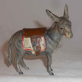 Antique German Lead Penny Bank Donkey or Jackass with Hinged Brown Saddle