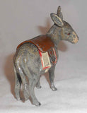 Antique German Lead Penny Bank Donkey or Jackass with Hinged Brown Saddle