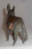 Antique German Lead Penny Bank Donkey or Jackass with Hinged Brown Saddle