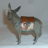 Antique German Lead Penny Bank Donkey or Jackass with Hinged Brown Saddle