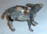 Antique German Lead Penny Bank Donkey or Jackass with Hinged Brown Saddle