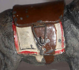 Antique German Lead Penny Bank Donkey or Jackass with Hinged Brown Saddle