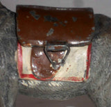 Antique German Lead Penny Bank Donkey or Jackass with Hinged Brown Saddle