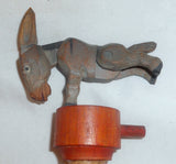 Unusual Bottle Stopper or Cork With Bucking Donkey Standing on Wooden Base&nbsp;
