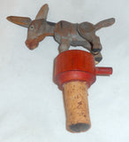 Unusual Bottle Stopper or Cork With Bucking Donkey Standing on Wooden Base&nbsp;