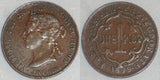 1899 Bronze Coin East Africa Protectorate 1 Pice KM# 1 Queen Victoria Toned XF+