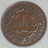 1899 Bronze Coin East Africa Protectorate 1 Pice KM# 1 Queen Victoria Toned XF+