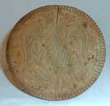 Old Turned Single Piece Wood Butter Print Eagle Spread Wings Design Knob Handel