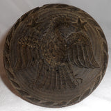 Old Turned Single Piece Chip Carved Wood Butter Print American Eagle Ball Grip