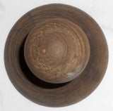 Old Turned Single Piece Chip Carved Wood Butter Print American Eagle Ball Grip