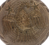 Old Turned Single Piece Chip Carved Wood Butter Print American Eagle Ball Grip