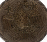 Old Turned Single Piece Chip Carved Wood Butter Print American Eagle Ball Grip