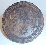 Vintage Turned Chip Carved Wood Butter Print Eagle Design Knob-Shaped Handel