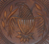 Vintage Turned Chip Carved Wood Butter Print Eagle Design Knob-Shaped Handel