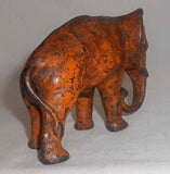 Antique Painted Cast Iron Still Penny Bank Elephant w/ Tucked Trunk by Arcade US