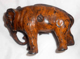 Antique Painted Cast Iron Still Penny Bank Elephant w/ Tucked Trunk by Arcade US