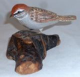 1994 Carved Wood Painted Chipping Sparrow Wood base William (Bill) Faix NE MD