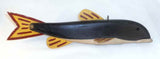 Polychrome Painted Carved Wood and Metal Long Fish Decoy By Russ Allen of NJ