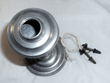 Antique Pewter Fluid Lamp Tulip Bulb-Shaped Reservoir Two Burners W/ Brass Caps