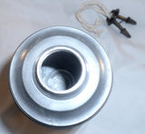 Antique Pewter Fluid Lamp Tulip Bulb-Shaped Reservoir Two Burners W/ Brass Caps