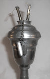 Old Pewter Fluid Lamp Tulip Bulb-Shaped Reservoir Two Caped Brass Finger Burners