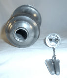 Old Pewter Fluid Lamp Tulip Bulb-Shaped Reservoir Two Caped Brass Finger Burners