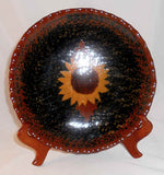 1993 Redware Large Plate Glazed with Central Sunflower Decoration By Ned Foltz