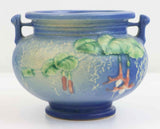 "Rare" 1938 Roseville Pottery Blue Fuchsia Pattern 3” High Urn-shaped Jardinière