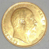 1909 Gold Coin Great Britain Sovereign King Edward VII Head Right KM 805 AU++