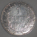 1907 Silver Coin German East Africa One Rupie/Rupee Lustrous Uncirculated