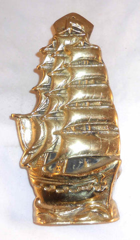 Cast Brass Doorknocker Tall Ship Sailing, Ship, or Galleon With Air Filled Sails