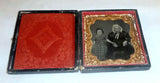 Antique Tintype Photo of Grandmother and Granddaughter with Red Cheeks in Case