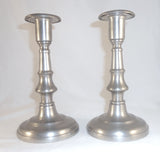 Pair Antique Pewter 7" Tall Candlesticks Roswell Gleason Dorchester MA Ex Wolf