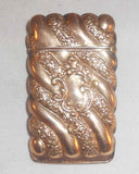 Antique Gilded Metal Match Safe or Vesta Raised Scroll Design Marked “Essex 105”